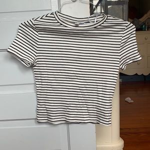 Black and White Striped crop top